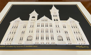 Auburn University, William J. Samford Hall, War Eagle, Alumni Artwork, Fine Art Paper Sculpture, Cut Paper Framed Art