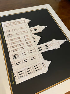 Auburn University, William J. Samford Hall, War Eagle, Alumni Artwork, Fine Art Paper Sculpture, Cut Paper Framed Art