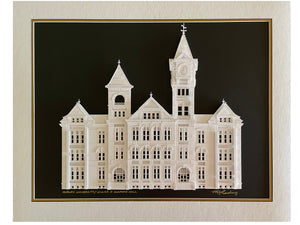 Auburn University, William J. Samford Hall, War Eagle, Alumni Artwork, Fine Art Paper Sculpture, Cut Paper Framed Art