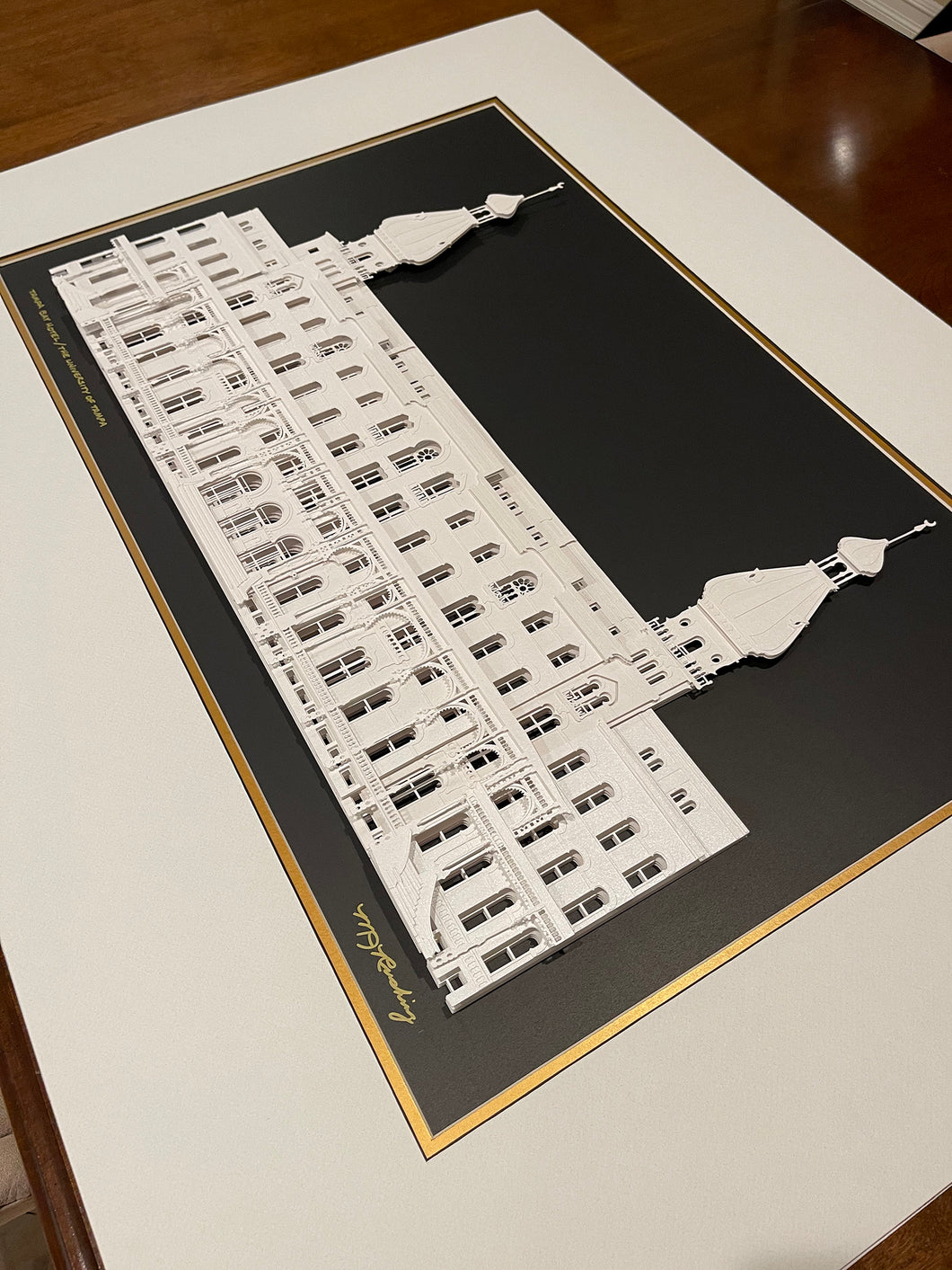 The University of Tampa, UT, Tampa Bay Hotel, Alumni Artwork, Fine Art Paper Sculpture, Cut Paper Framed Art